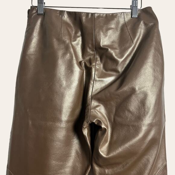 Ralph Ralph Lauren Vintage Metallic Bronze Leather High Rise Flare Pants 6 - Picture 5 of 13